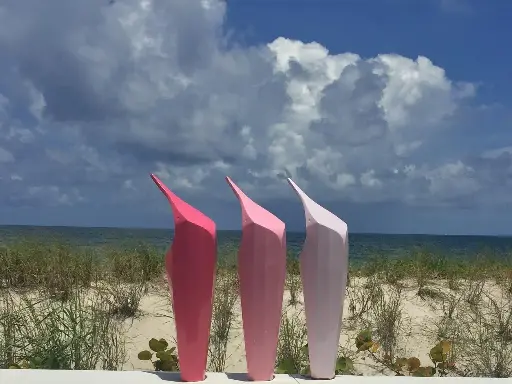 Sculpture Pingouins Roses